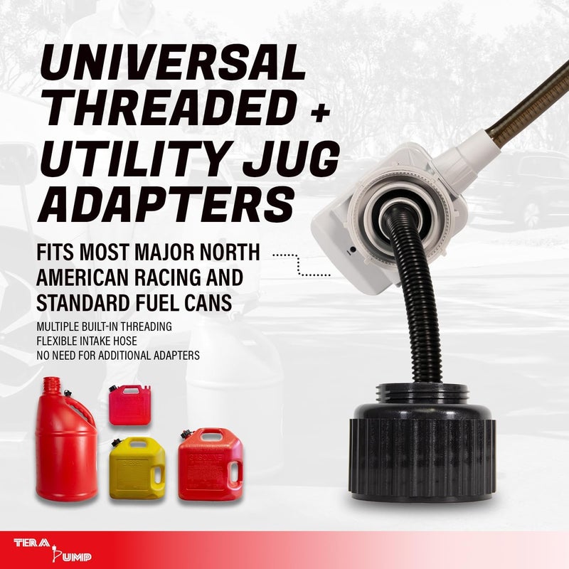 TERA PUMP 2nd Gen. Auto-Stop Gas Cap Fuel Transfer Pump XL Intake Hose (Gasoline, Diesel, Kerosene) Universal Spout Replacement for Gas Cans and Containers - Image 5